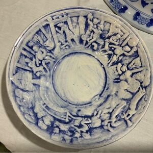 Vintage blue and white pottery bowl Europa
